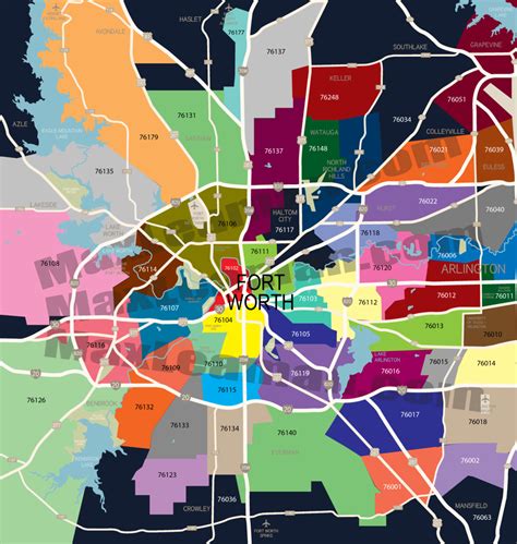 MAP Zip Code Map Fort Worth